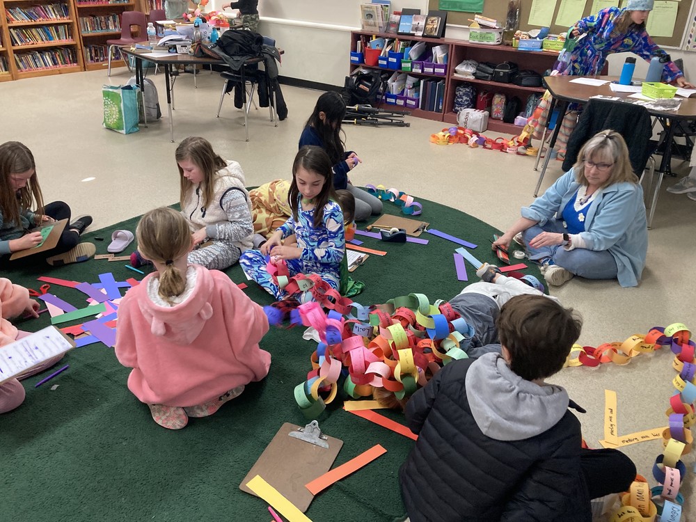 Students working on Floor